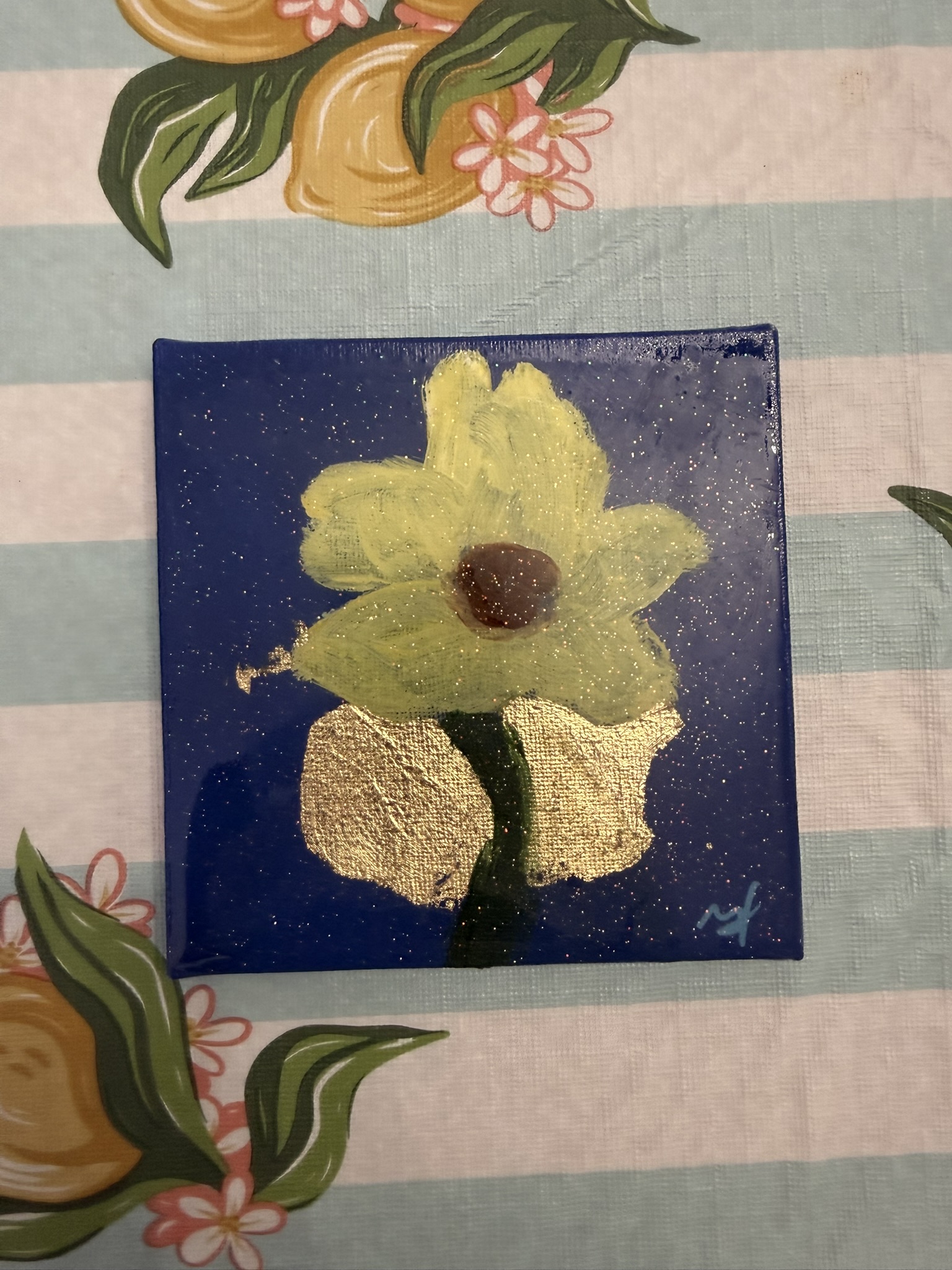 Untitled No. 49 — Acrylic and gold leaf on mini canvas
