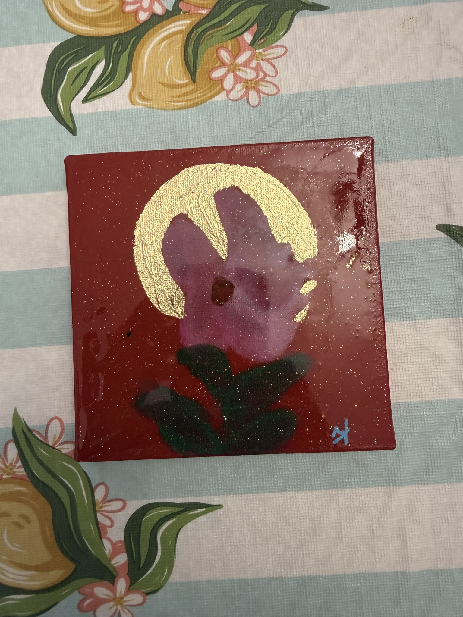 Untitled No. 50 — Acrylic and gold leaf on mini canvas